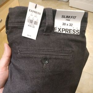 Men's grey Express slim fit chino 30x32"
